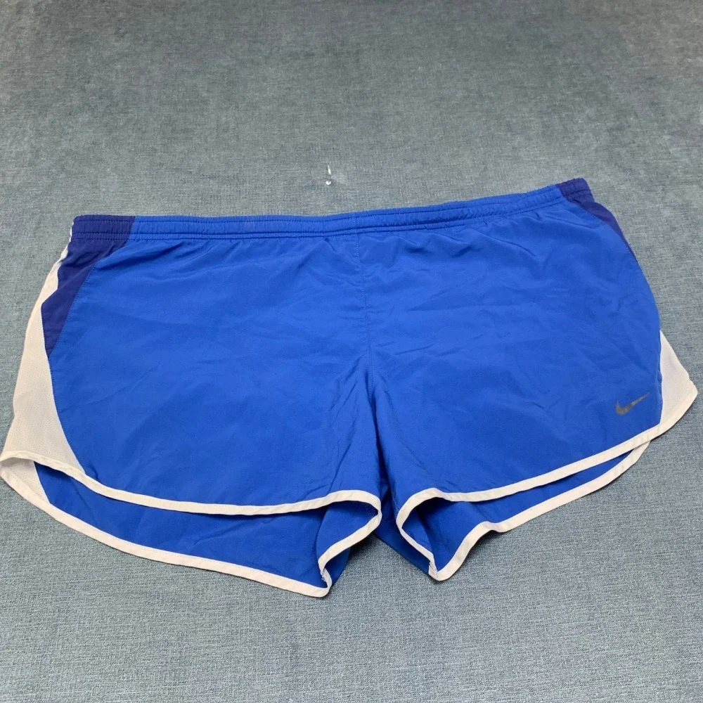 Nike Dri Fit Running Athletic Shorts Womens XL Blue Mesh Side Panels Activewear